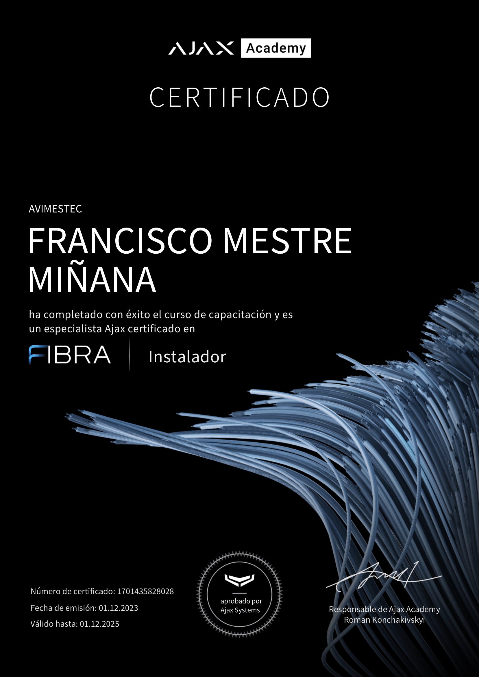 Ajax Fibra Installer Certificate