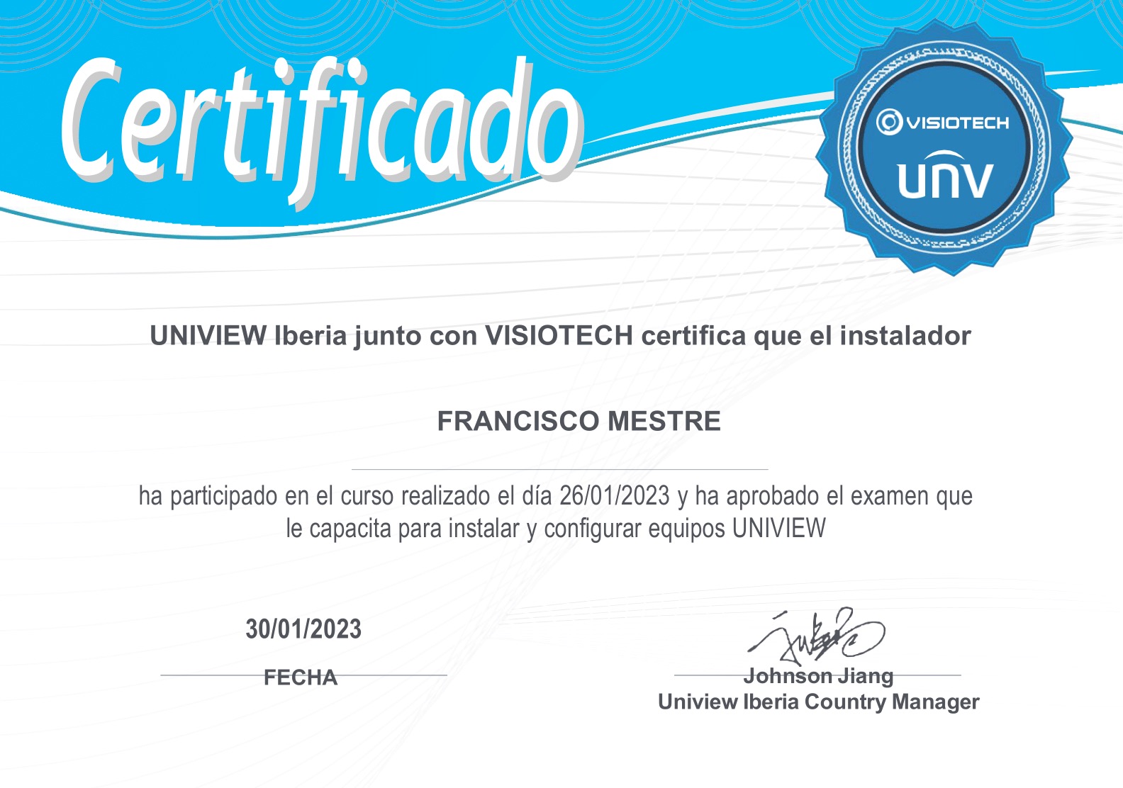 UNV Certificate